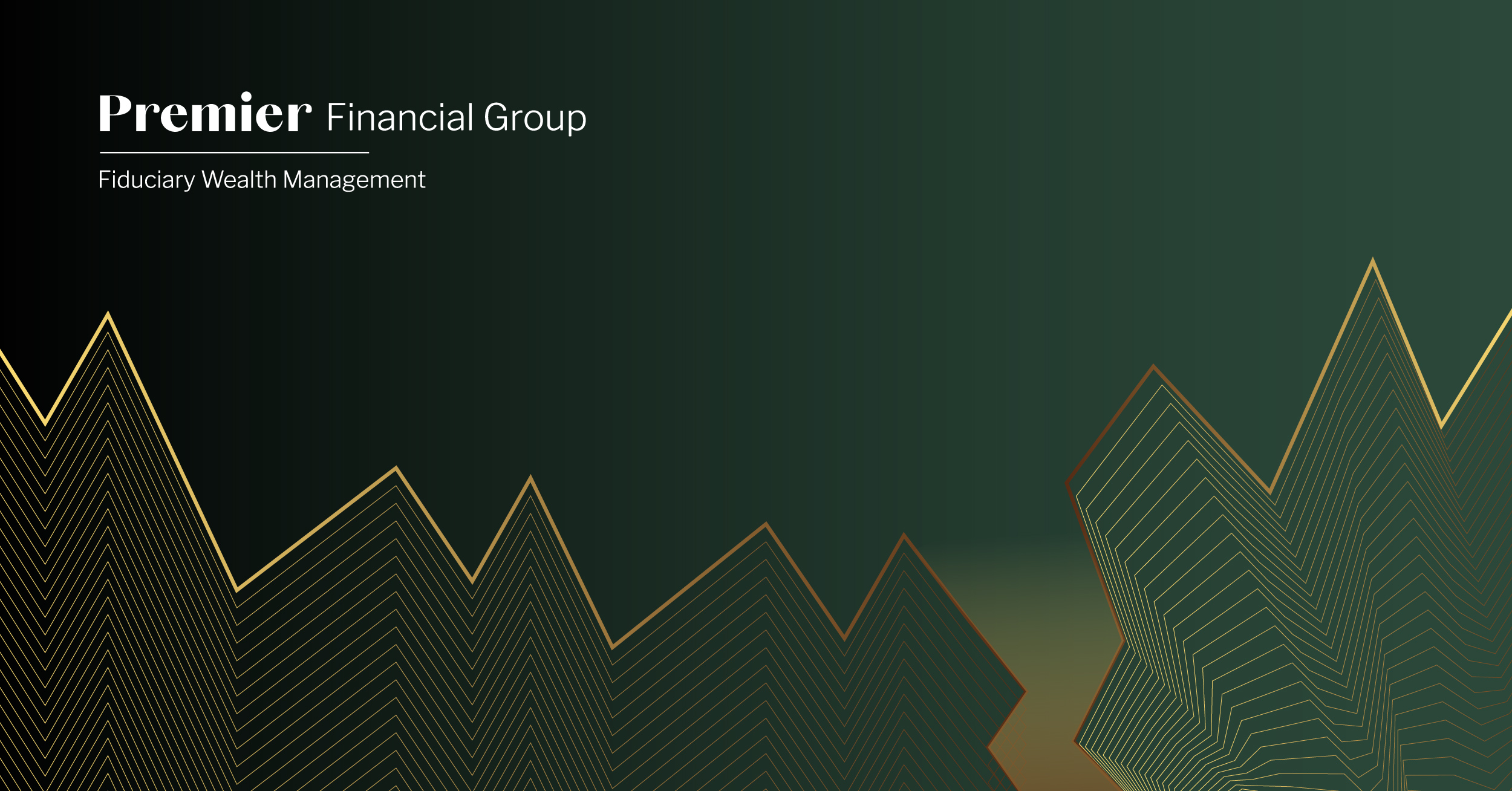 Blog graphic for Premier Financial. Green background with gold lines going up and down, symbolizing an unsteady market. Premier financial logo in white.